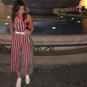 Italian style red white blue striped romper jumper